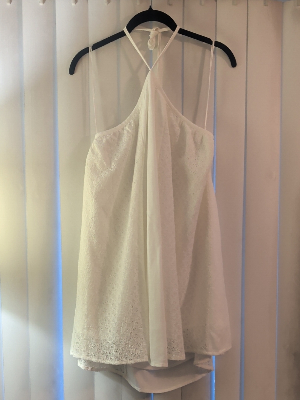 12th Tribe White Lace Halter Mini Dress, M